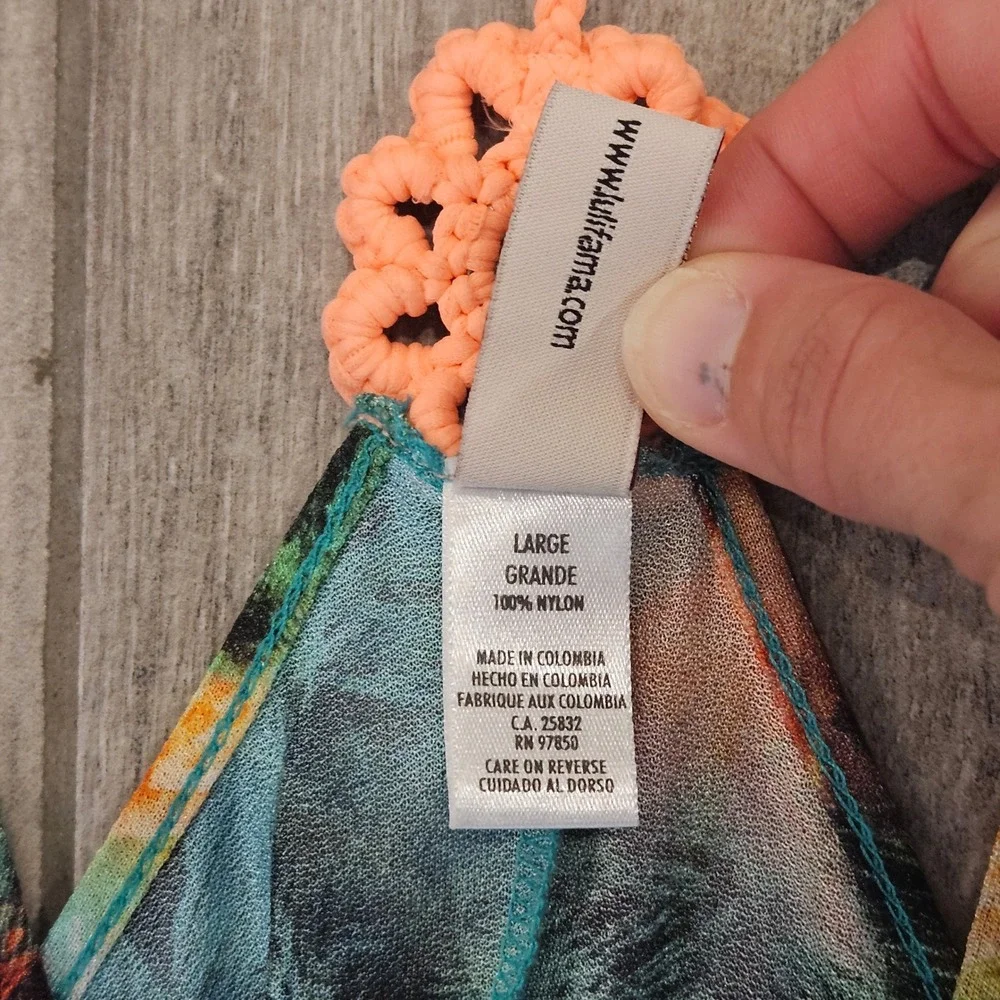 Luli Fama Miami Nice Crochet Swim Cover Up Dress Size L Tropical Resort Vacation